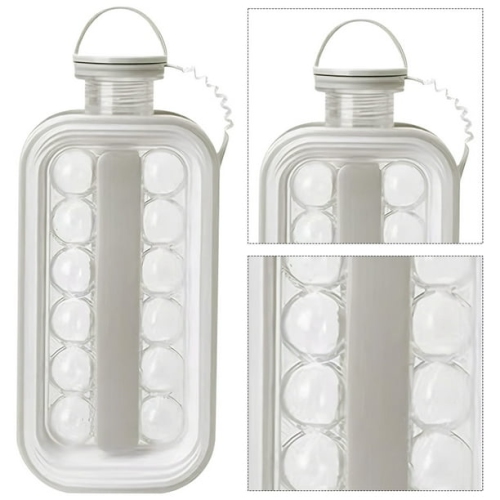 2-in-1 ice hockey pitcher | water bottle ice tray | silicone ice ball mold | household push-type transparent ice maker | portable handle | quick