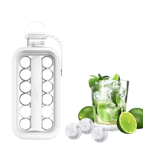 2-in-1 ice hockey pitcher | water bottle ice tray | silicone ice ball mold | household push-type transparent ice maker | portable handle | quick