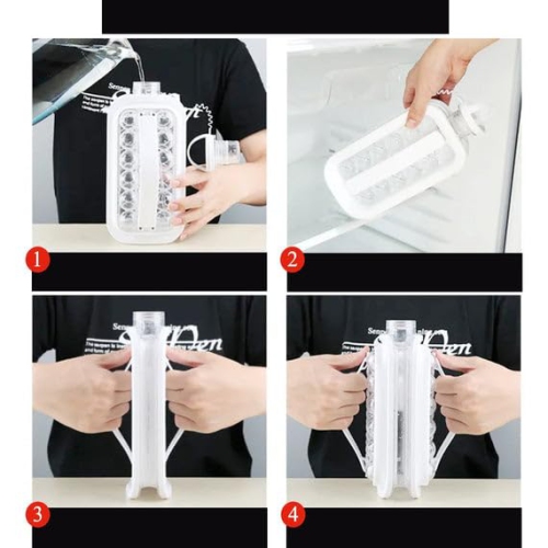 2-in-1 ice hockey pitcher | water bottle ice tray | silicone ice ball mold | household push-type transparent ice maker | portable handle | quick