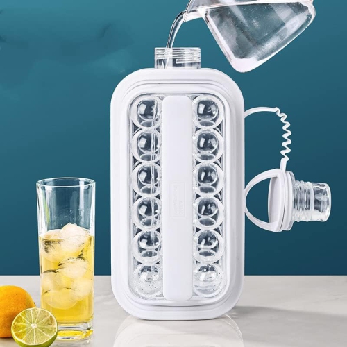 2-in-1 ice hockey pitcher | water bottle ice tray | silicone ice ball mold | household push-type transparent ice maker | portable handle | quick