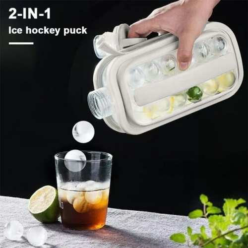 2-in-1 ice hockey pitcher | water bottle ice tray | silicone ice ball mold | household push-type transparent ice maker | portable handle | quick