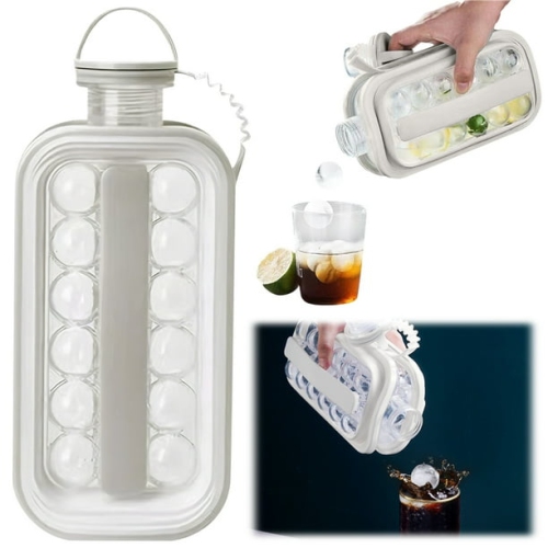 2-in-1 ice hockey pitcher | water bottle ice tray | silicone ice ball mold | household push-type transparent ice maker | portable handle | quick