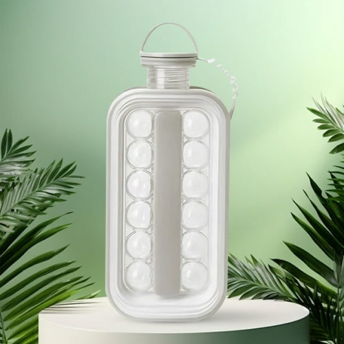 2-in-1 ice hockey pitcher | water bottle ice tray | silicone ice ball mold | household push-type transparent ice maker | portable handle | quick