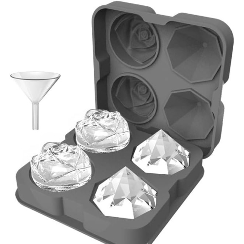 Moules à boule de glace en silicone de qualité alimentaire avec couvercle anti-éclaboussures, pinces et entonnoir, machine à glaçons Home Whiskey