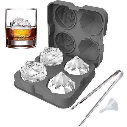 Moules à boule de glace en silicone de qualité alimentaire avec couvercle anti-éclaboussures, pinces et entonnoir, machine à glaçons Home Whiskey