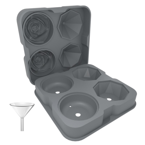 Moules à boule de glace en silicone de qualité alimentaire avec couvercle anti-éclaboussures, pinces et entonnoir, machine à glaçons Home Whiskey