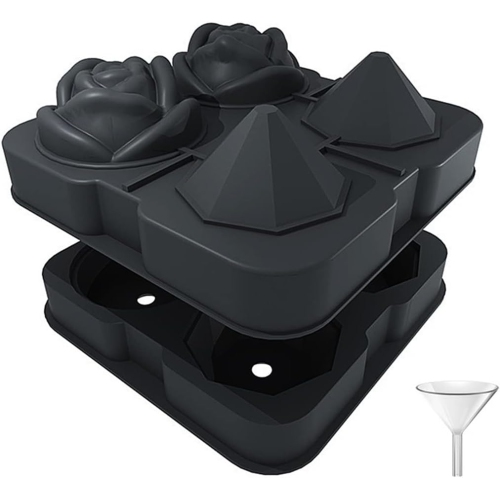 Moules à boule de glace en silicone de qualité alimentaire avec couvercle anti-éclaboussures, pinces et entonnoir, machine à glaçons Home Whiskey