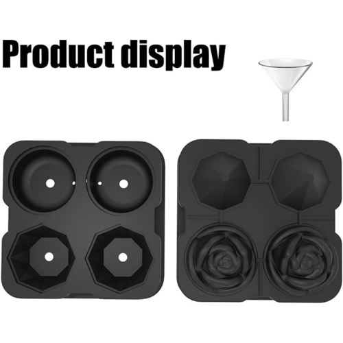 Moules à boule de glace en silicone de qualité alimentaire avec couvercle anti-éclaboussures, pinces et entonnoir, machine à glaçons Home Whiskey