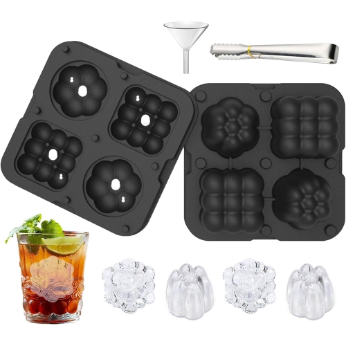 Moules à boule de glace en silicone de qualité alimentaire avec couvercle anti-éclaboussures, pinces et entonnoir, machine à glaçons Home Whiskey