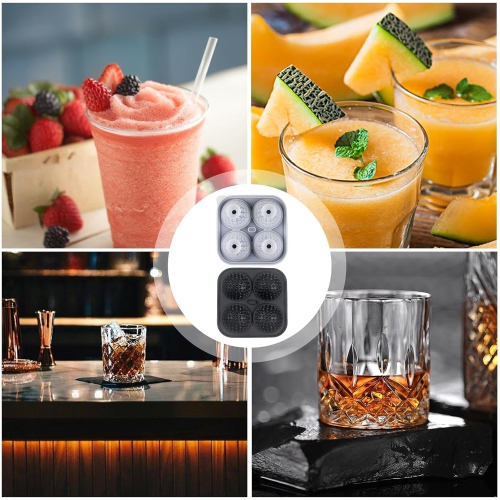 [Food Grade Silicone] Ice Ball Mold Set - Leak-proof Funnel Lid Design + Easy-to-Remove Special Ice Box, Suitable for Whiskey/Cocktail/Juice DIY