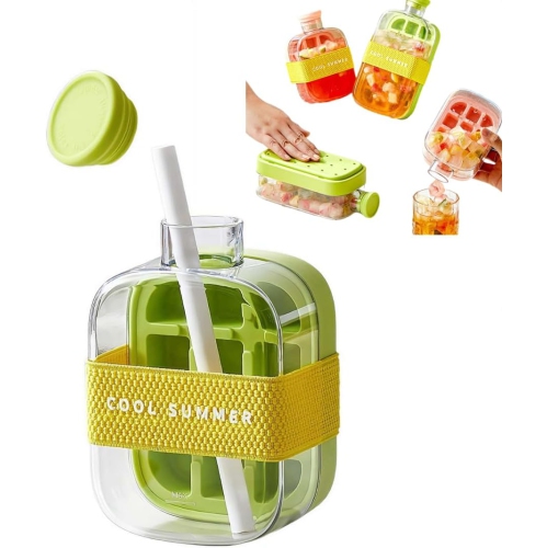 bouteille d'eau glacée 2-en-1 presse eau glaçons ice cube ice box de 500 ml, ce qui rend les activités d'extérieur portatives de grande valeur