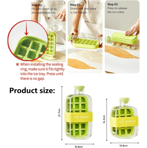 bouteille d'eau glacée 2-en-1 presse eau glaçons ice cube ice box de 500 ml, ce qui rend les activités d'extérieur portatives de grande valeur