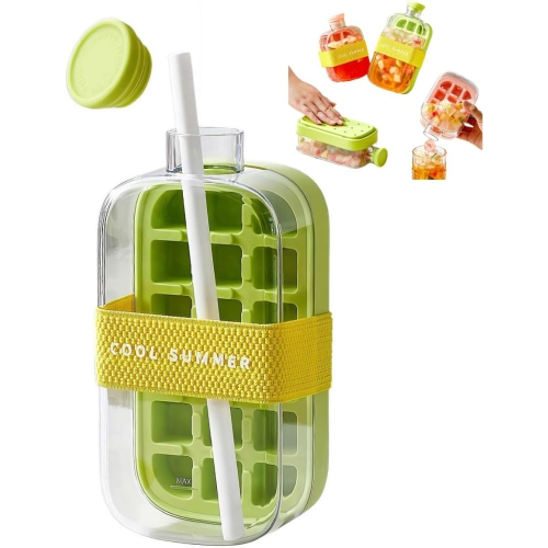 800 ml grande capacité Distributeur de glaçons portatif à une touche | Bac à glaçons et tasse d'eau deux-en-un | Portatif pour la mise en forme