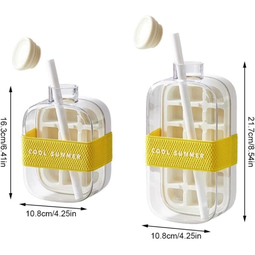 800 ml grande capacité Distributeur de glaçons portatif à une touche | Bac à glaçons et tasse d'eau deux-en-un | Portatif pour la mise en forme