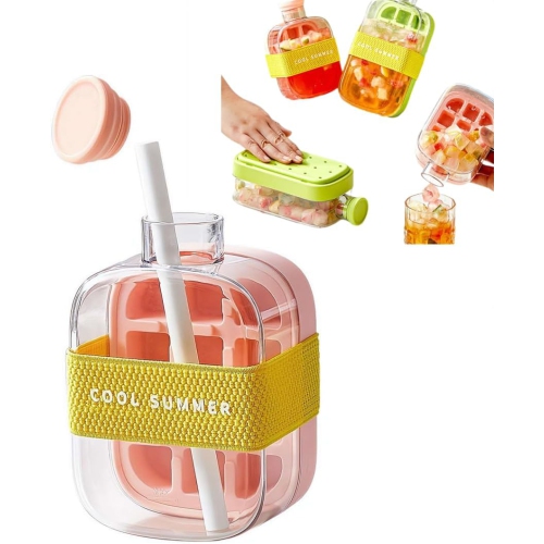 bouteille d'eau glacée 2-en-1 presse eau glaçons ice cube ice box de 500 ml, ce qui rend les activités d'extérieur portatives de grande valeur