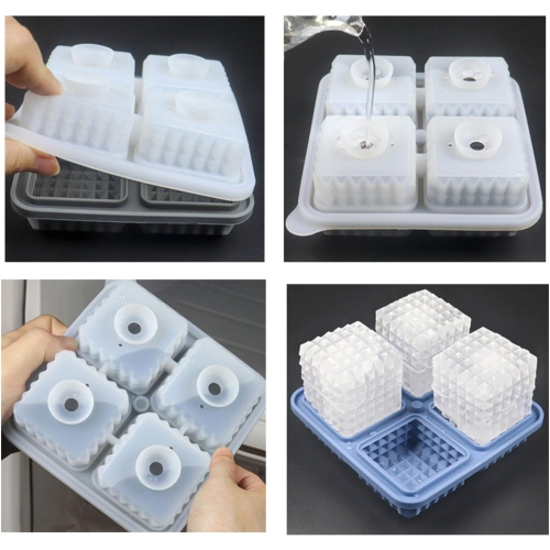 [Food Grade Silicone] Ice Cube Mold Set - Leak-proof Funnel Cover Design + Easy-to-Remove Special Ice Box, Suitable for Whiskey/Juice DIY Creative