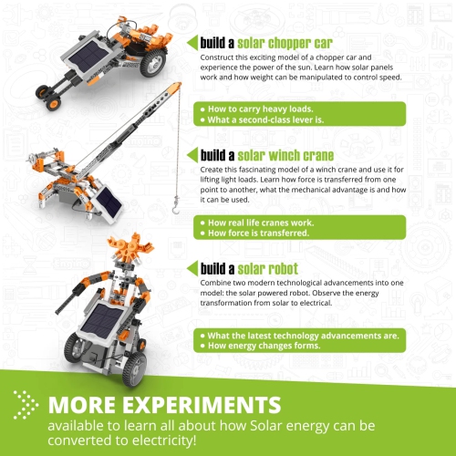 Engino DISCOVERING STEM SOLAR POWER: Converting Sunlight to Electricity - Educational Building Block - Can build 16 Models