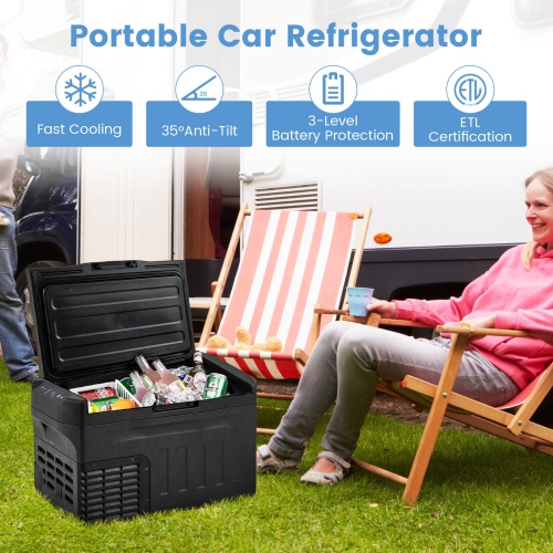 Costway 12 Volt Car Refrigerator with -4℉~68℉ Adjustable Range Divider for Camping 23/32/42 QT