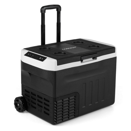 Costway 12 Volt Car Refrigerator with -4℉~68℉ Adjustable Range Divider for Camping 23/32/42 QT