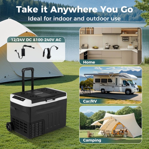 Costway 12 Volt Car Refrigerator with -4℉~68℉ Adjustable Range Divider for Camping 23/32/42 QT
