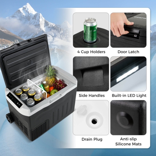 Costway 12 Volt Car Refrigerator with -4℉~68℉ Adjustable Range Divider for Camping 23/32/42 QT