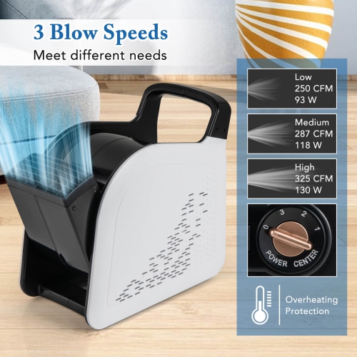 Costway High Velocity Blower Fan with 3 Speeds & 185° Pivoting Head for Drying Cooling