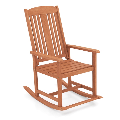Costway 1/2 PCS Outdoor Rocking Chair with Slatted Seat Wide Armrests and Footrest for Patio