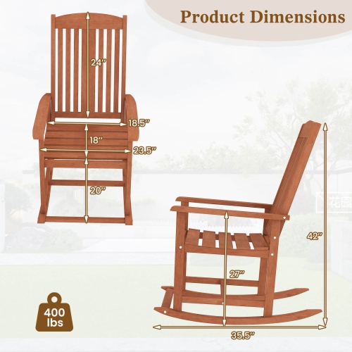 Costway 1/2 PCS Outdoor Rocking Chair with Slatted Seat Wide Armrests and Footrest for Patio