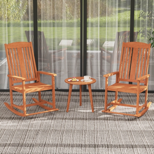 Costway 1/2 PCS Outdoor Rocking Chair with Slatted Seat Wide Armrests and Footrest for Patio