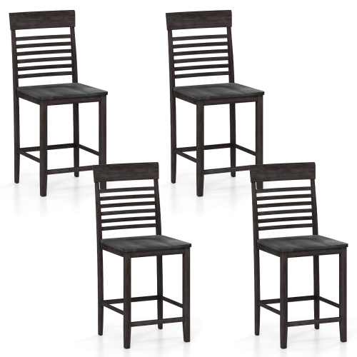 COSTWAY  Counter-Height Dining Chair Set Of 2/4 With Footrests Solid Wood Frame Modern