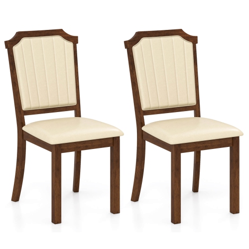 Costway Dining Chair Set of 2/4 Upholstered Kitchen Chair with PU Leather & Rubber Wood Frame