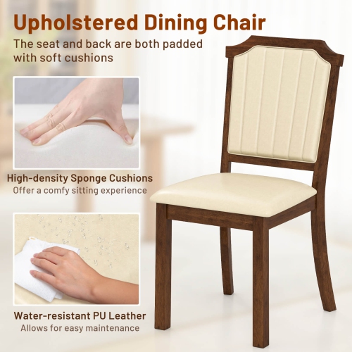 Costway Dining Chair Set of 2/4 Upholstered Kitchen Chair with PU Leather & Rubber Wood Frame