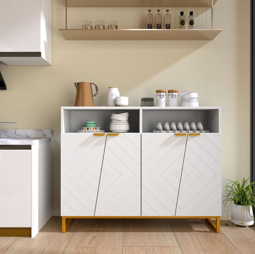 Armoire de rangement de 40 po de Costway avec 4 portes et tablettes ajustables Trousses antibasculement