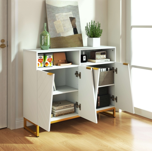 Armoire de rangement de 40 po de Costway avec 4 portes et tablettes ajustables Trousses antibasculement