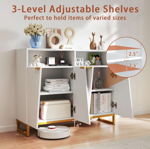 Armoire de rangement de 40 po de Costway avec 4 portes et tablettes ajustables Trousses antibasculement