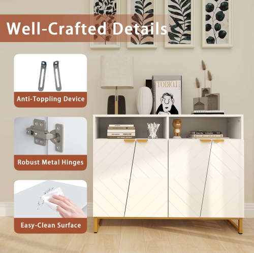 Armoire de rangement de 40 po de Costway avec 4 portes et tablettes ajustables Trousses antibasculement