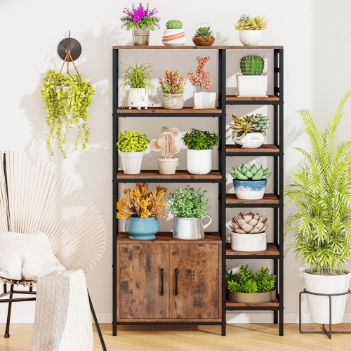 Costway 55.5" Tall Bookcase with 2-Door Cabinet Metal Frame Freestanding Display Rack