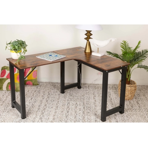 Comfy Goods Contemporary L-Shape Office Desk for Multi-Tasking Antique