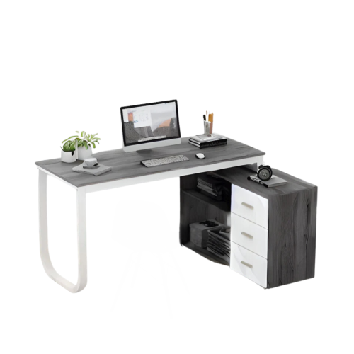 Comfy Goods Modern L-Shape Office Desk for Multi-Tasking - Light Gray