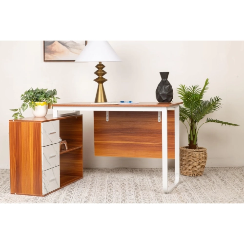 Comfy Goods Modern L-Shape Office Desk for Multi-Tasking - Oak