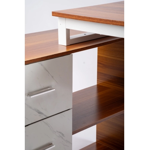 Comfy Goods Modern L-Shape Office Desk for Multi-Tasking - Oak