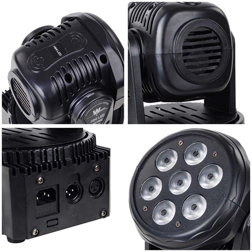 7 LED RGBW Moving Head DJ Spotlight – DMX Control and Sound Activation
