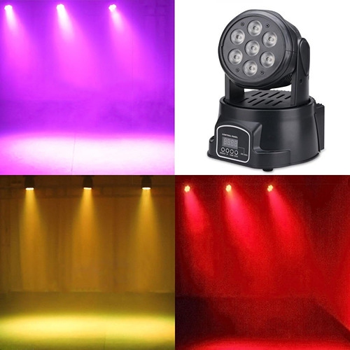 7 LED RGBW Moving Head DJ Spotlight – DMX Control and Sound Activation