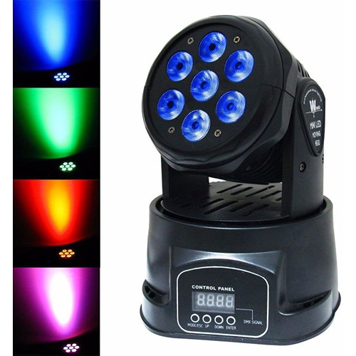 7 LED RGBW Moving Head DJ Spotlight – DMX Control and Sound Activation