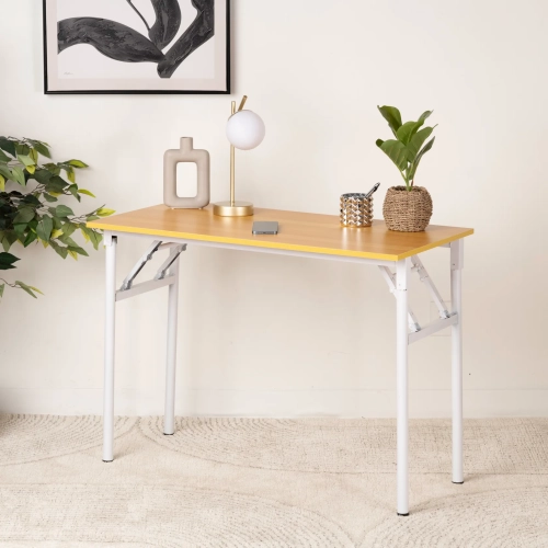 Comfy Goods Modern Foldable Office Desk – Sturdy & Space-Saving, Walnut