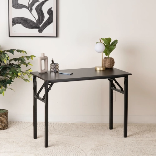 Comfy Goods Foldable Office Desk – Modern & Space-Saving - Dark Brown