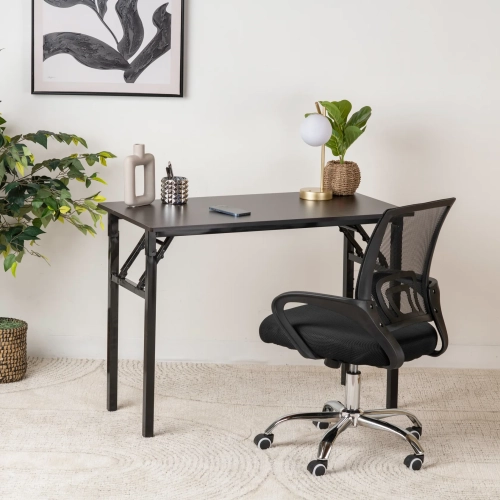 Comfy Goods Foldable Office Desk – Modern & Space-Saving - Dark Brown