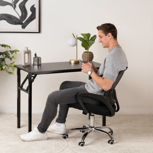 Comfy Goods Foldable Office Desk – Modern & Space-Saving - Dark Brown