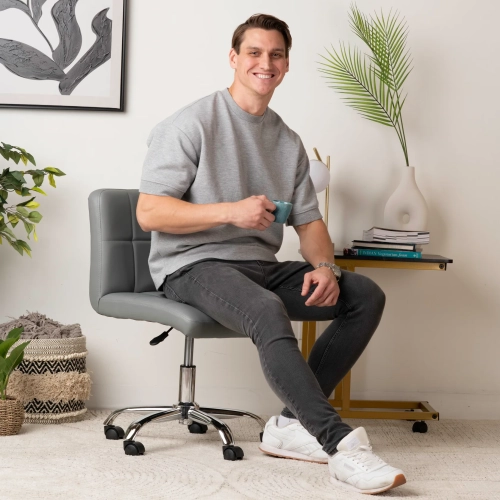 Comfy Goods Ergonomic Leather Chair for Office or Waiting Room - Gray