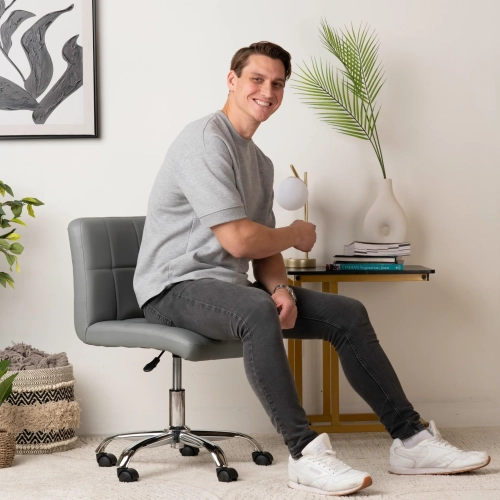 Comfy Goods Ergonomic Leather Chair for Office or Waiting Room - Gray